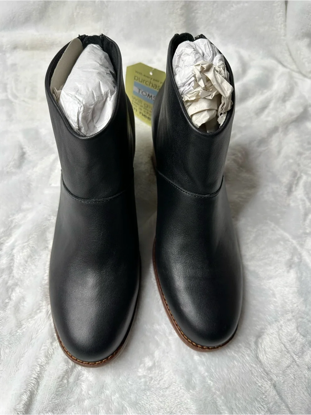 Toms Black Leather Ankle Booties